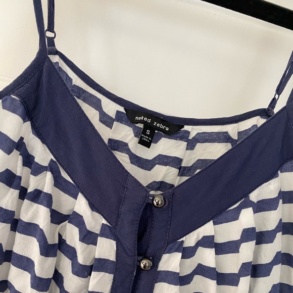 Women’s Naked Zebra stripe blue white button down tank top size small - Picture 7 of 8